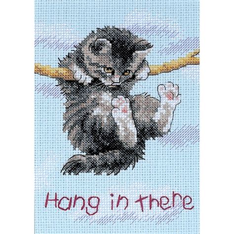 Vervaco sepia cat and dog counted cross stitch bookmark kit. Dimensions® Counted Cross Stitch Kit, Hang on Kitty
