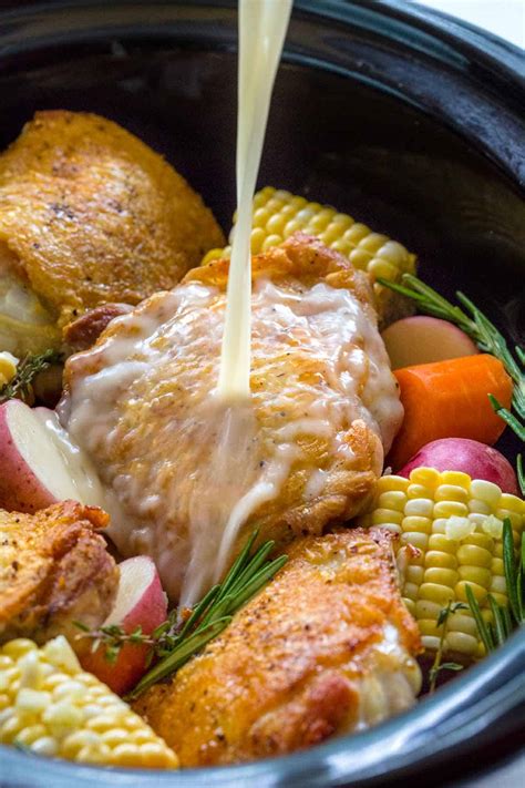 But we all have those busy days when spending hours over the stove is the last thing we have the energy for. Slow Cooker Chicken Thighs with Vegetables - Jessica Gavin