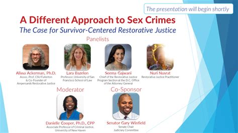 Webinar A Different Approach To Sex Crimes The Case For Survivor Centered Restorative Justice