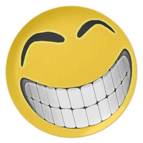 Yellow Big Grin Smiley Face Dinner Plates Zazzle