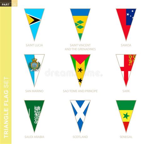 Triangle Flag Set Stylized Country Flags Stock Vector Illustration