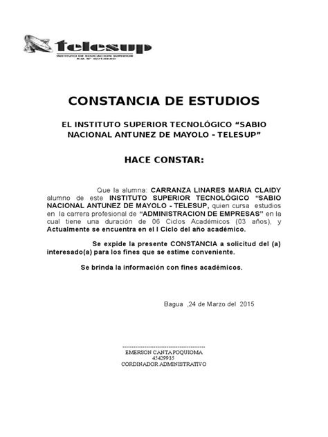Ejemplo De Constancia De Estudios Preparatoria Images And Photos Finder