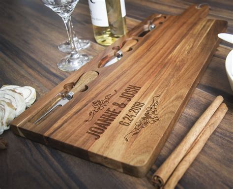 Personalized Cheese Board Set Custom Cheese Board Set Engraved Cutting Board Wedding Gifts