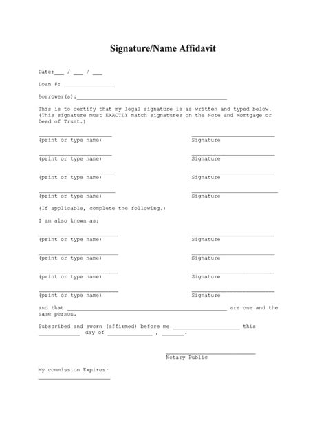 Signature Affidavit Form Fill Out And Sign Printable Pdf Template