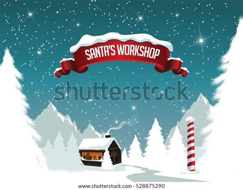 Christmas Santas Workshop Scenic North Pole Stock Illustration 528875290