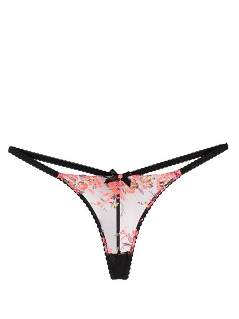 Agent Provocateur Lexx Floral Embroidered Sheer Thong Farfetch