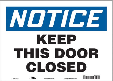 CONDOR Safety Sign, Keep This Door Closed, Sign Header Notice, Vinyl ...