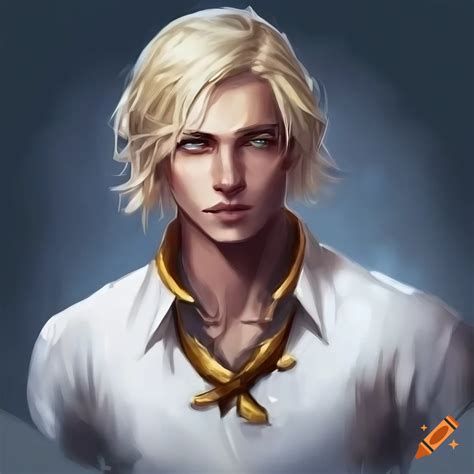 Detailed Character Art Of A Male With Blonde Hair And Brown Eyes On Craiyon