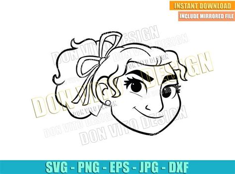 Luisa Face Encanto Outline Svg Dxf Png Disney Pixar Movie Head Cricut