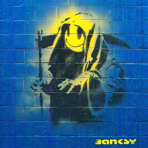 Banksy Grin Reaper Graffiti Street Art Photo Printed On Metal