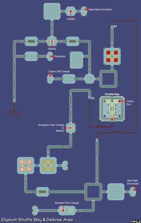 Map Of The Elysium Shuttle Bay And Defense Area Mega Man Legends Station