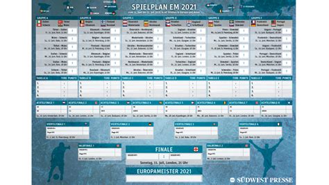 Hier findest du den kompletten spielplan der em 2020. Fußball EM 2021 Spielplan: PDF-Download zum Ausdrucken ...