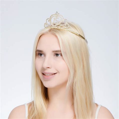 Dczerong Princess Girls 15th Birthday Tiaras Crowns Gold Quinceanera