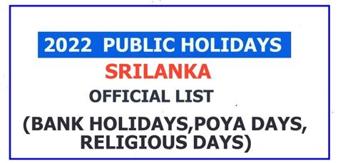 Poya Days Of Srilanka 2022 Ceylon Vacancy