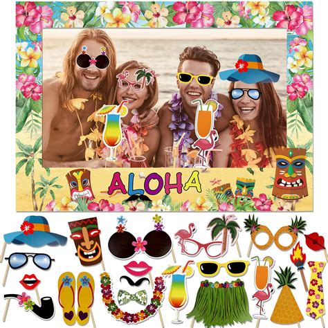 Buy Howaf Luau Tropical Party Photo Booth Props Hawaiian Themed Pool