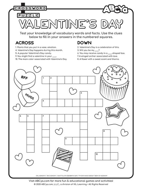 Crossword Puzzle Valentines Day • Abcya