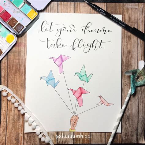 Let your dreams take flight...watercolor and hand lettered painting