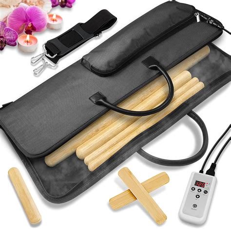 Bamboo Massage Sticks Warmer Set Portable Electric Professional Massager Heating Therapy Kit W