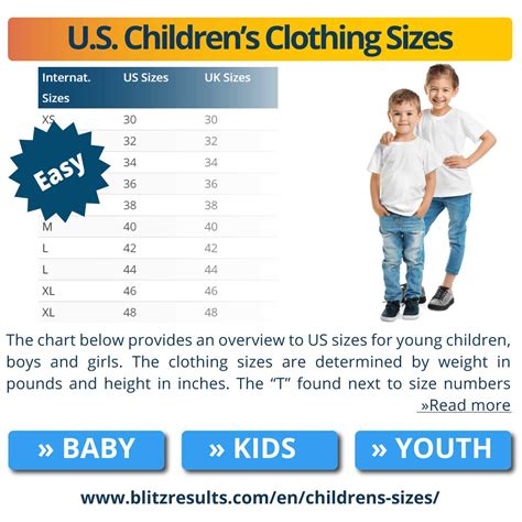 Size Charts For Kids Clothing Shirt Pants Etc Us Uk Eu
