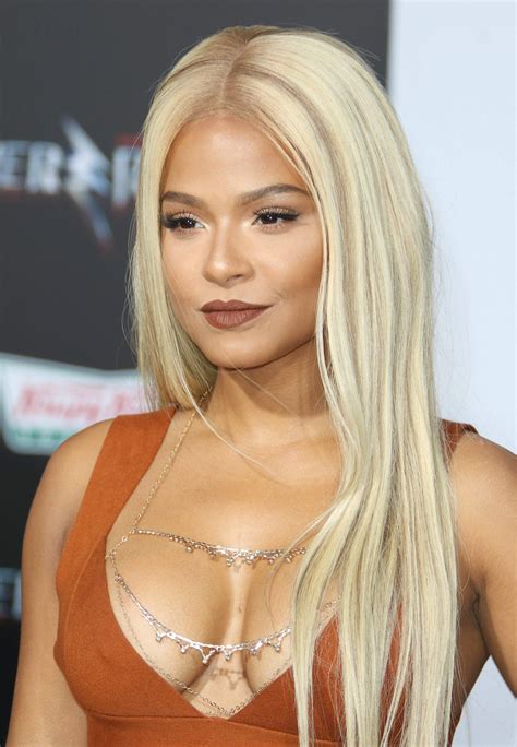 Christina Milian Nip Slip And Deep Cleavage At Power Rangers Premiere