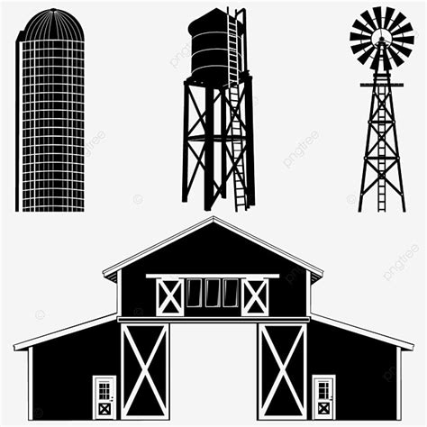 Silhouettes Barns Silhouette Vector Png Silhouette Of A Barn Building