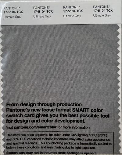 Pantone Tcx Cotton Swatch Card 17 5104 Tcx Ultimate Gray