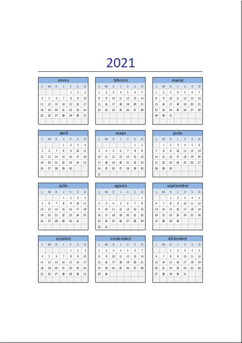 Descarga El Calendario 2021 En Excel Excel Total