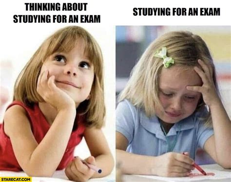 Thinking About Studying For An Exam Vs Actually Studying For An Exam