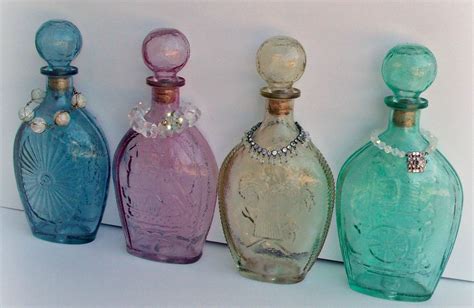 Image Detail For Vintage Colored Glass Bottles Up Cycled Glass Bottles Vintage Colored