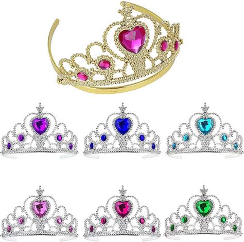 A 7 Pieces Princess Crown Set Princess Tiara Set Plastic Crown Dress