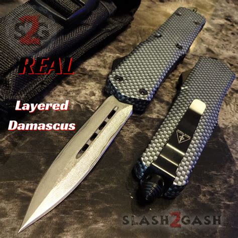 Carbon Fiber Otf Knife Da Switchblade Real Damascus Dagger Plain