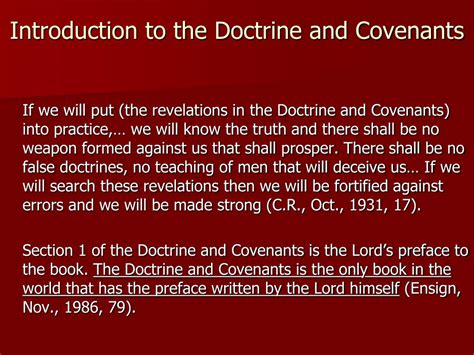 Ppt Introduction To The Doctrine And Covenants Powerpoint