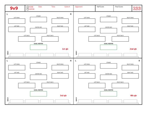 Soccer Formation Lineup Sheet 9v9 233 Pdf Forward Association