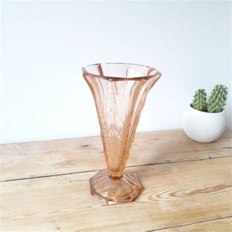Vintage Mid Century Art Deco Glass Vase Pink Ubicaciondepersonas Cdmx Gob Mx