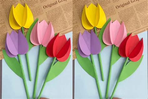 Paper Tulip Folding Method For Kids Diy Art Pins