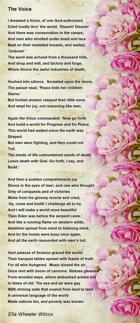 The Voice The Voice Poem By Ella Wheeler Wilcox