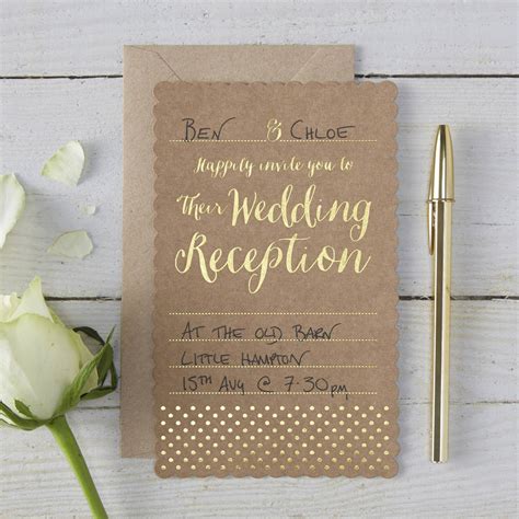 Brown Kraft And Gold Foiled Wedding Evening Invitations By Ginger Ray