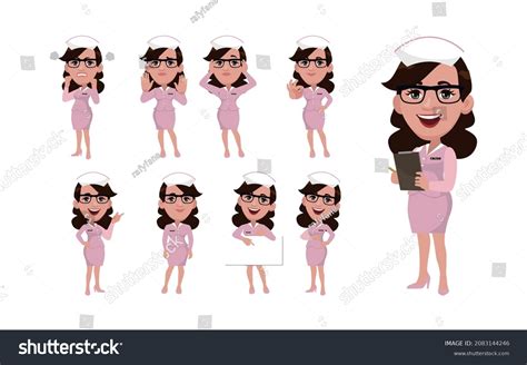 Nurse Different Poses Vector Stock Vector Royalty Free 2083144246