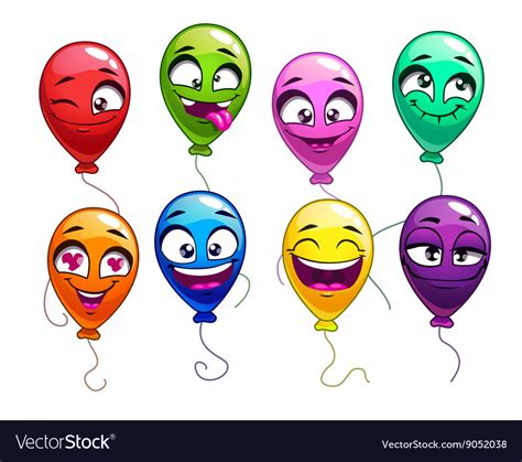 Funny Cartoon Balloons With Comic Faces Royalty Free Vector