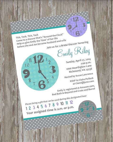 around the clock wedding shower invitation by itsallaboutthecards