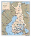 Detailed political and administrative map of Finland with roads and ...