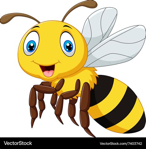 Cartoon Smile Bee Flying Isolated Royalty Free Vector Image