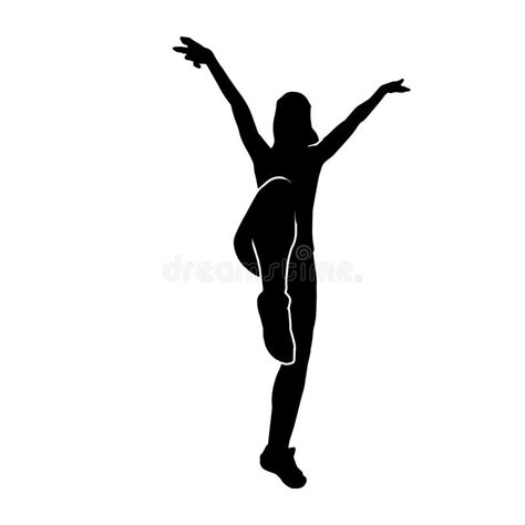 Silhouette Of A Female Dance Performer In Action Pose Stock Vector