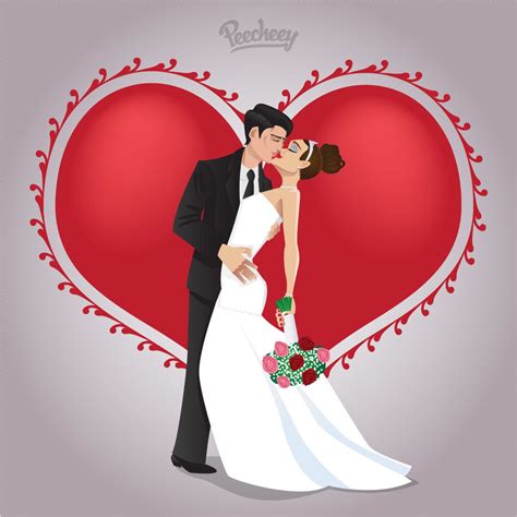 Kissing Wedding Couple In Love Vector Download
