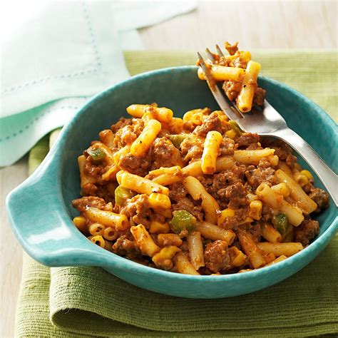 … green beans with pickled shallots and breadcrumbs. macaroni and cheese with ground beef calories