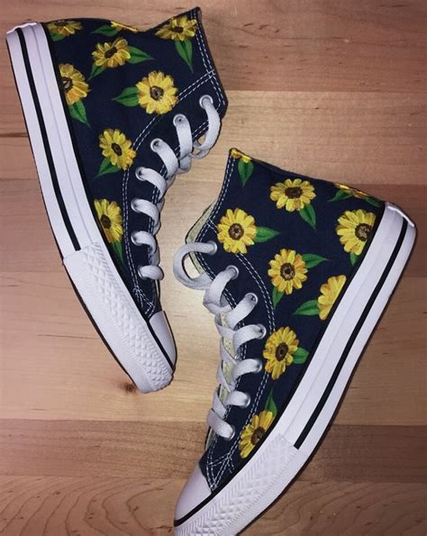 Sunflower Handpainted Canvas Shoes Vans Converse Toms Etsy