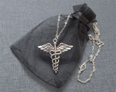Caduceus Necklace Emt Jewelry Doctor Nurse Medical Symbol Etsy