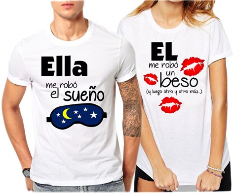 camisetas para parejas el ella estampado y publicidad