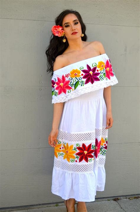 white mexican wedding dress multicolor embroidered off etsy mexican wedding dress
