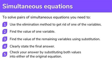 Simultaneous Equations GCSE Maths Steps Examples Worksheet